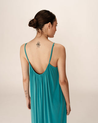 ROBE LONGUE AQUA PIVOINE