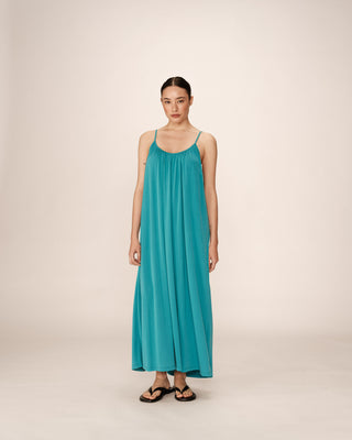 ROBE LONGUE AQUA PIVOINE