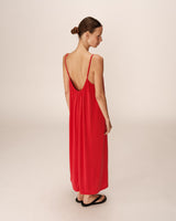 Robe longue en modal framboise Pivoine
