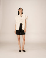 Mao collar padded jacket beige Placinde