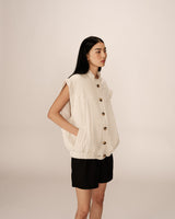 Mao collar padded jacket beige Placinde