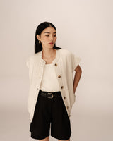 Mao collar padded jacket beige Placinde