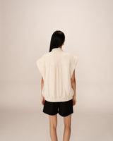 Mao collar padded jacket beige Placinde