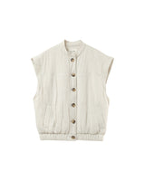 Mao collar padded jacket beige Placinde