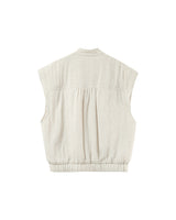 Mao collar padded jacket beige Placinde