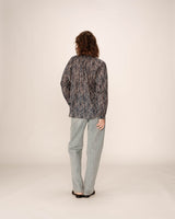 Fluid print blouse navy Platane