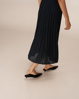 Jupe longue plissee marine Plisse