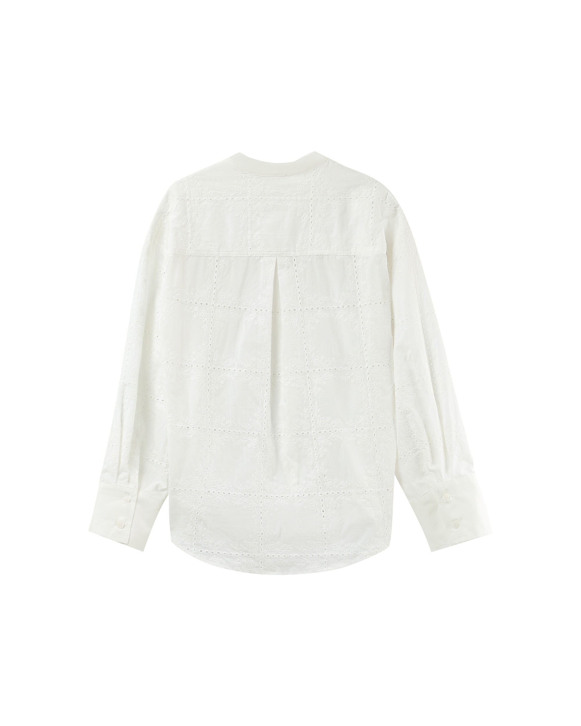 Embroidered mao collar blouse ecru Plume_12937