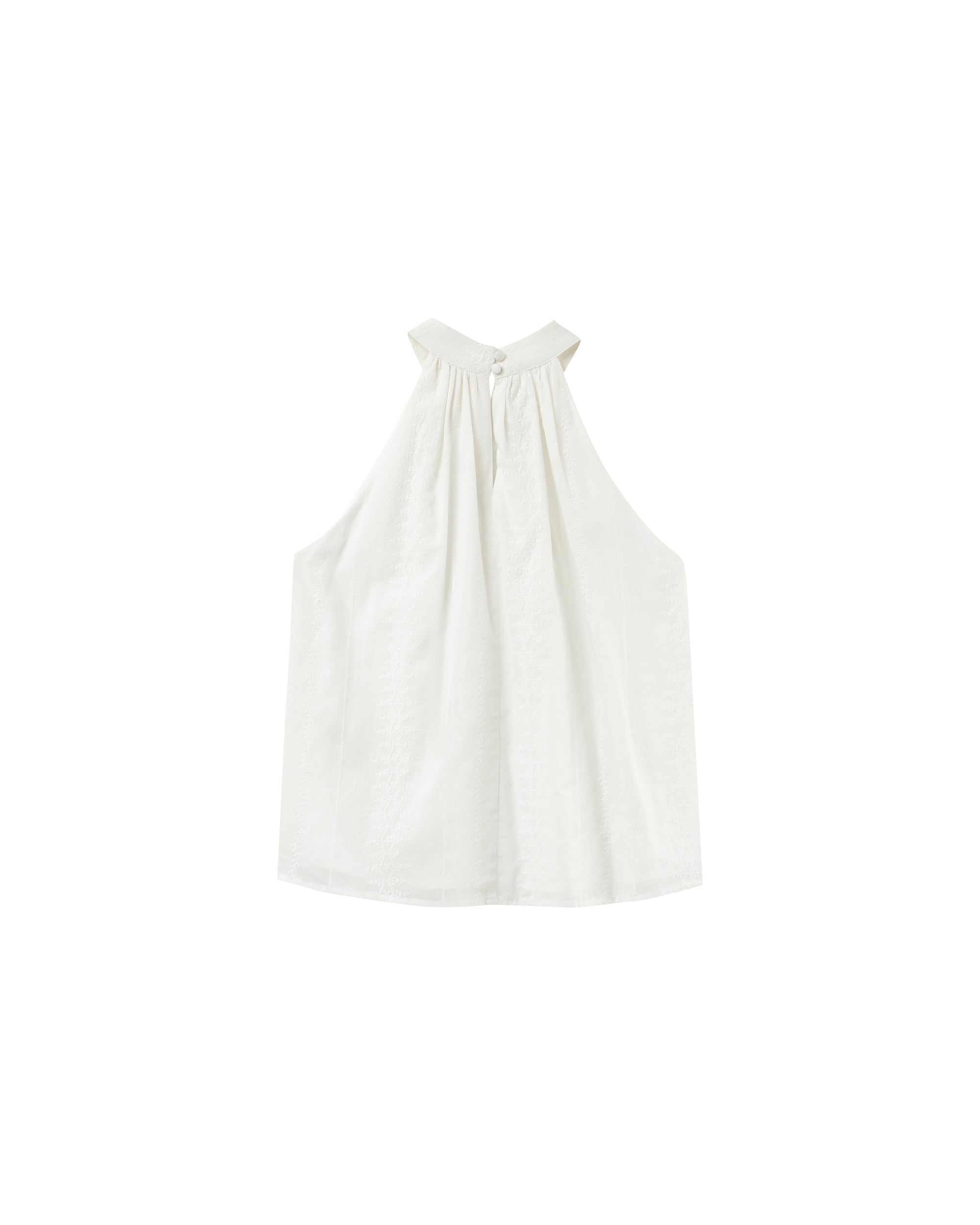 Embroidered high collar top ecru Poco_12932