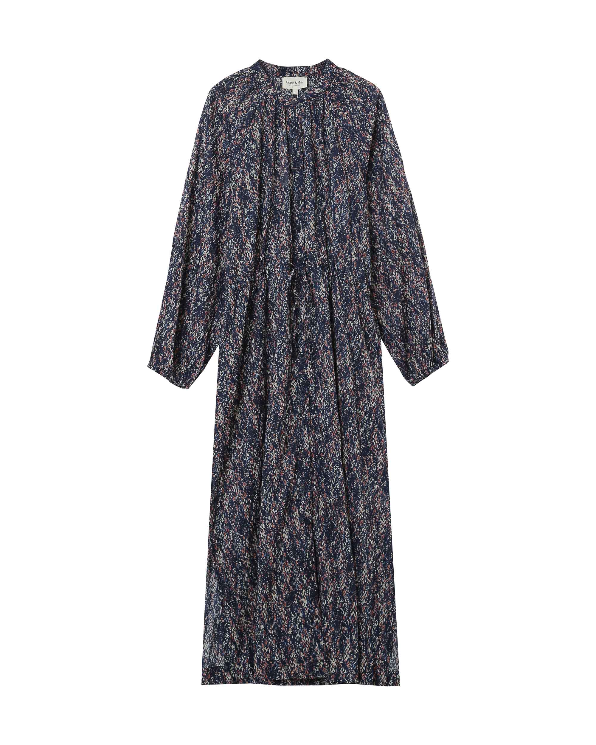 Robe longue imprimée marine Poder