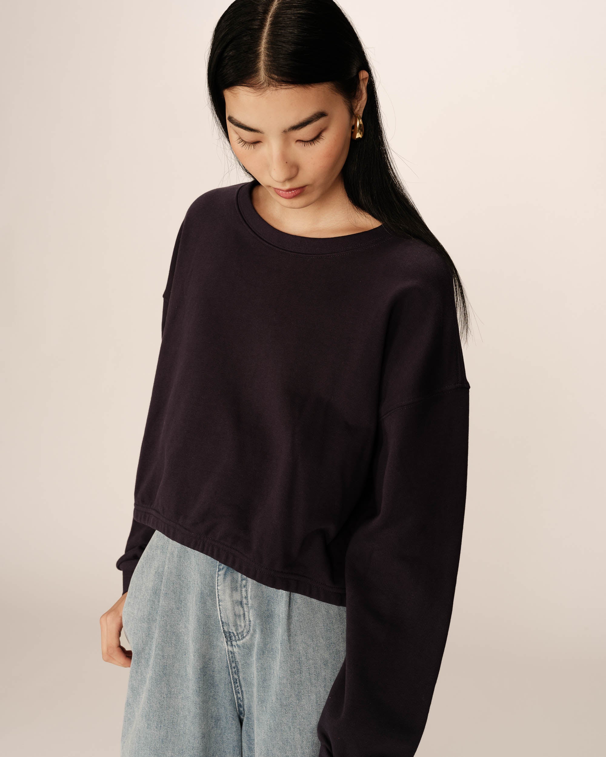 Oversized crop sweatshirt navy Podium