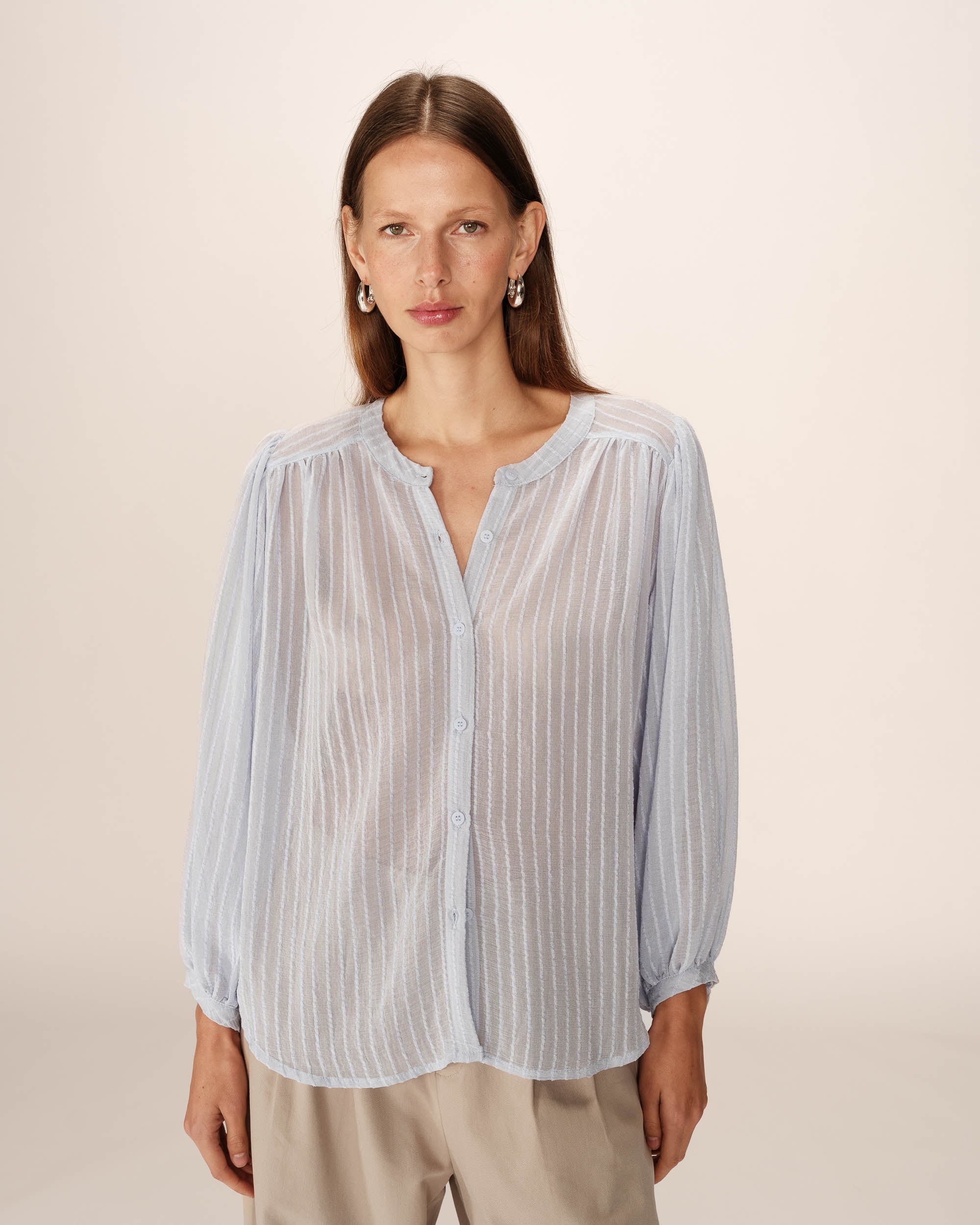 Transparent fluid blouse blue Poesie