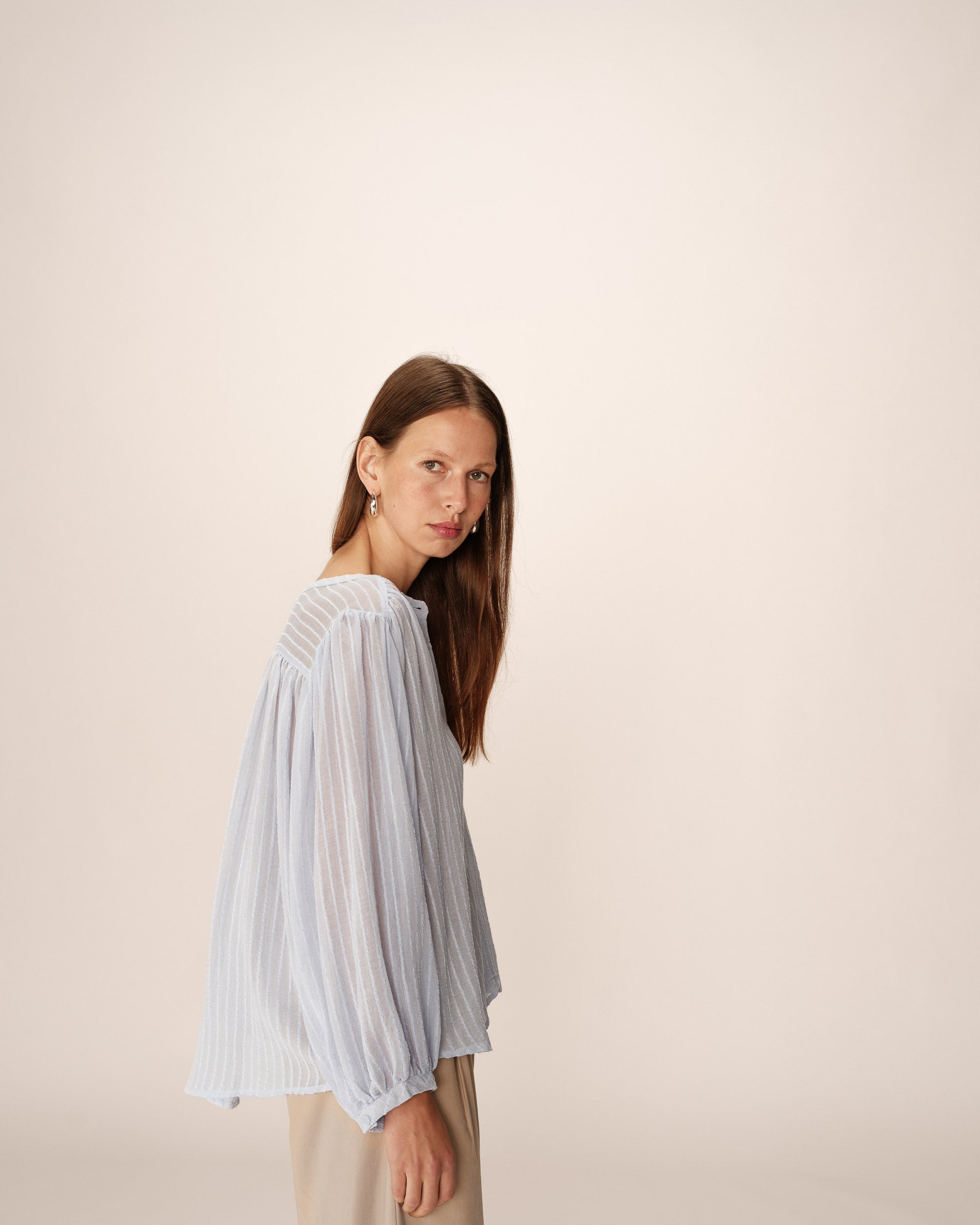 Transparent fluid blouse blue Poesie