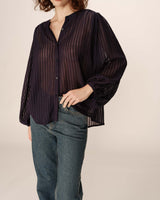 Transparent fluid blouse navy Poesie
