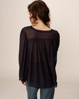 Transparent fluid blouse navy Poesie