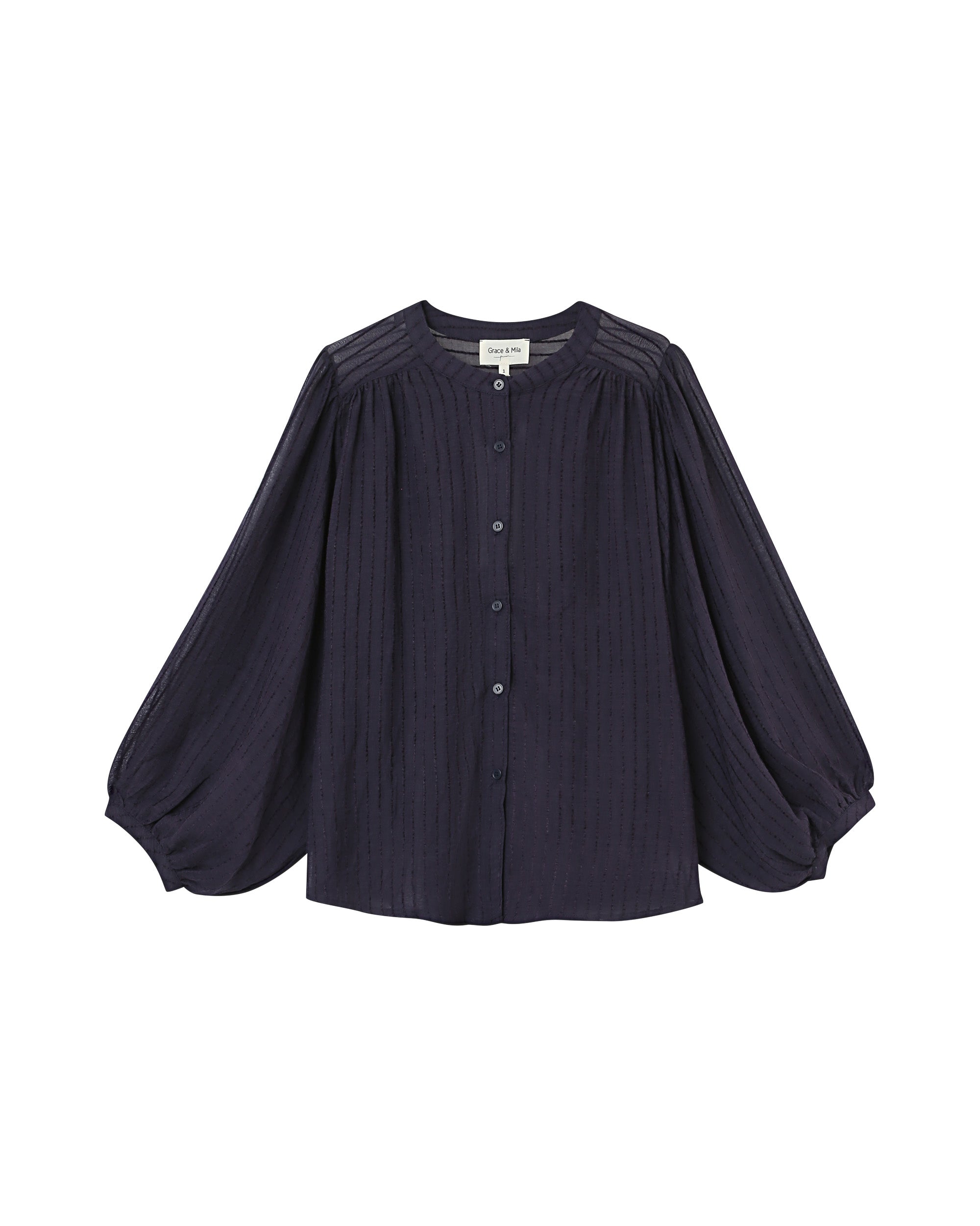 Transparent fluid blouse navy Poesie