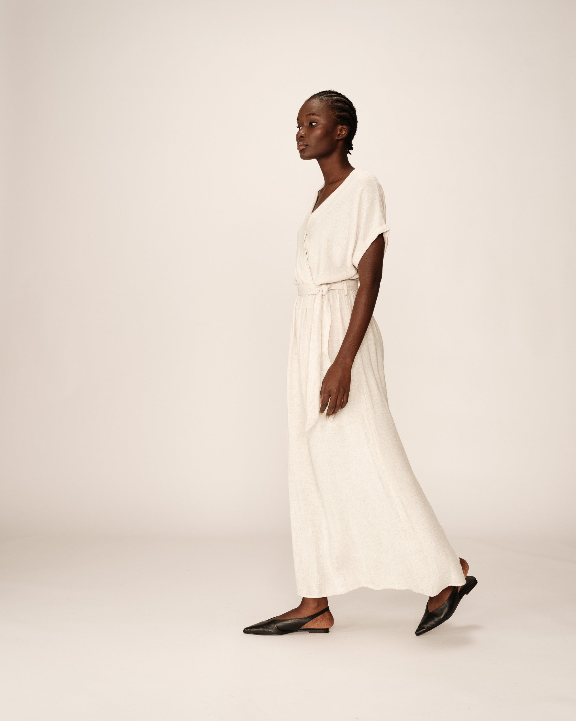 Robe longue fluide beige Pollen