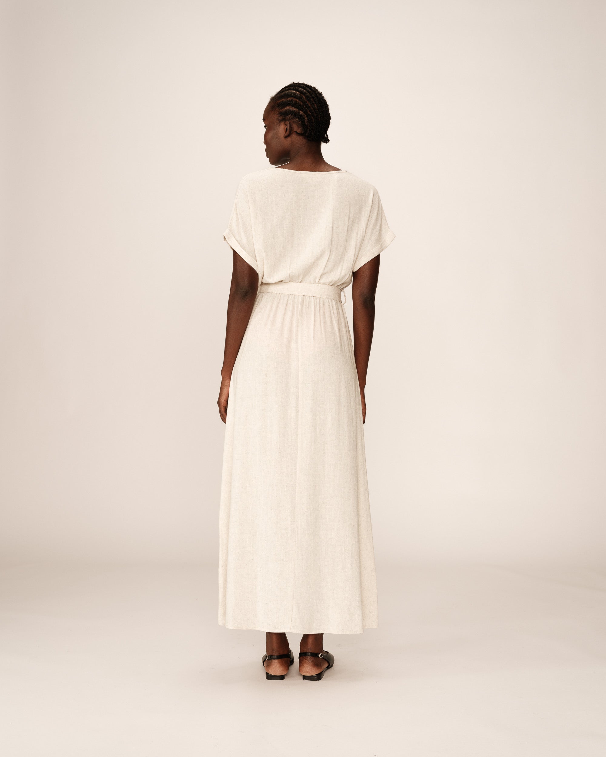 Robe longue fluide beige Pollen