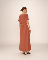 Robe longue fluide terracotta Pollen