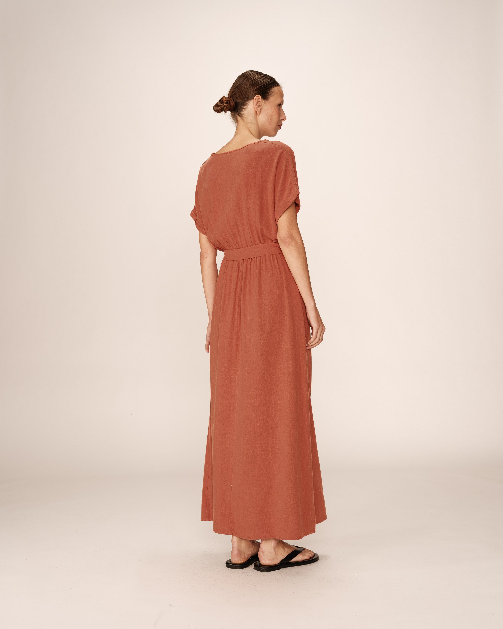 Robe longue fluide terracotta Pollen