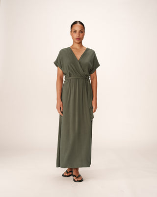 ROBE LONGUE VERT POLLEN