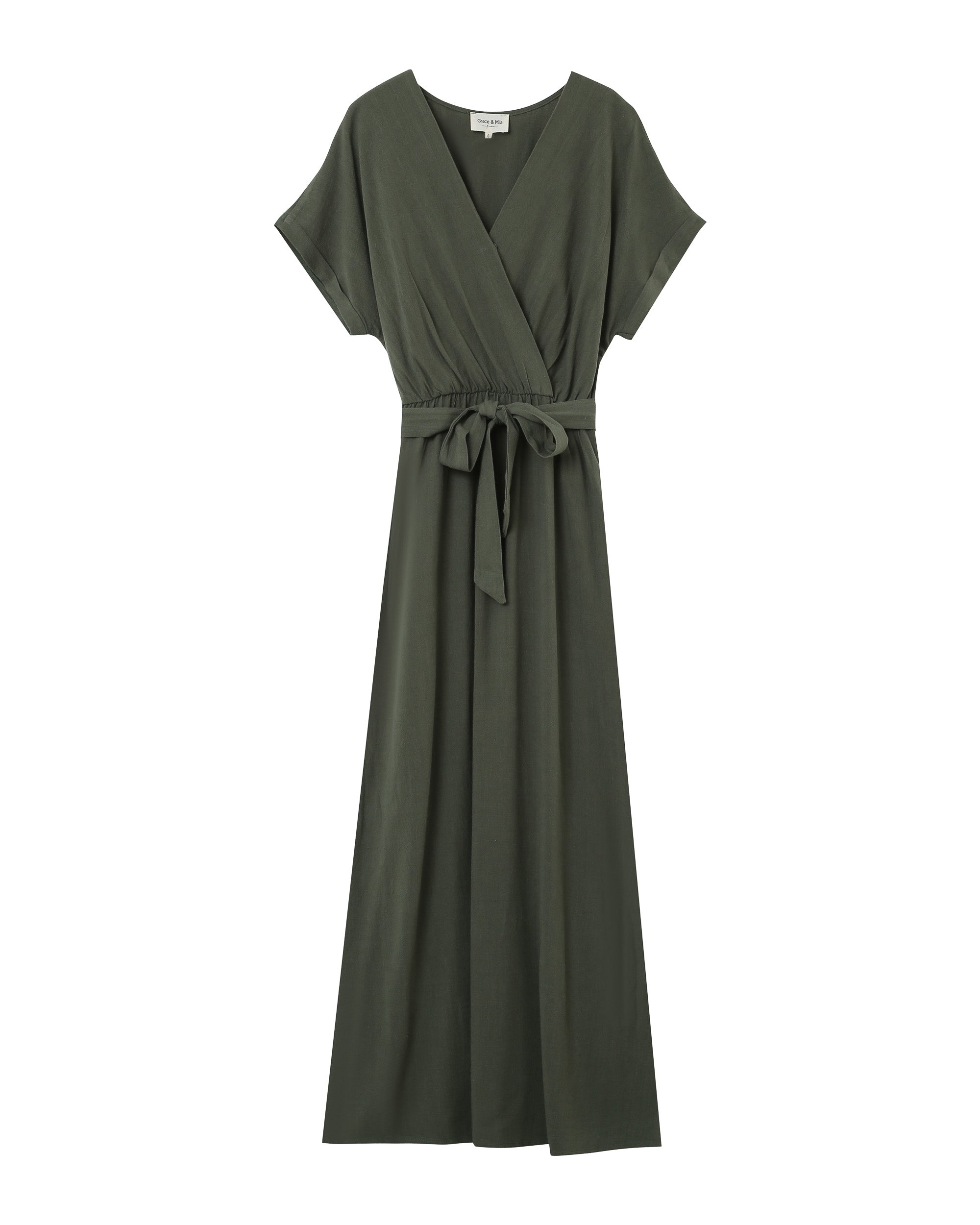 Robe longue fluide vert Pollen