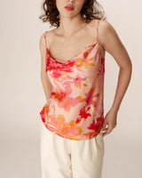 Top drapé en satin fleurs Pomerol