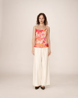 Top drapé en satin fleurs Pomerol