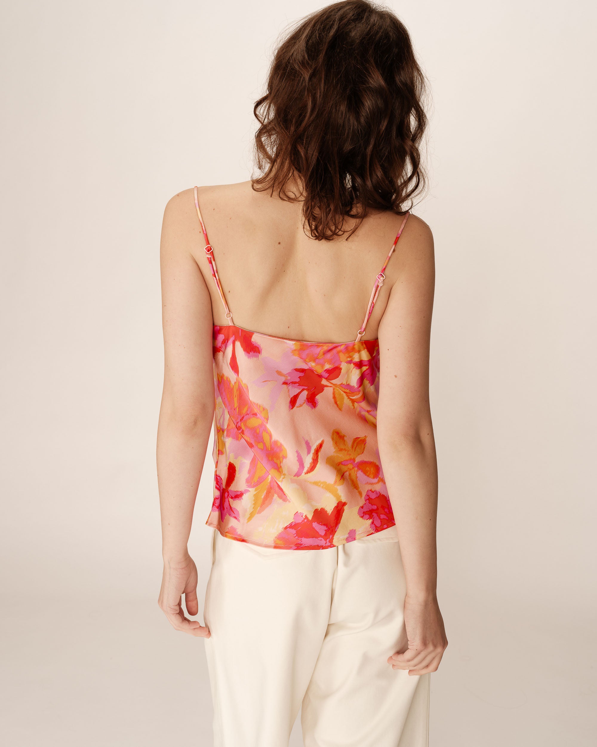 Top drapé en satin fleurs Pomerol