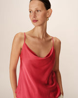 Top drapé en satin rose Pomerol