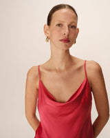 Top drapé en satin rose Pomerol