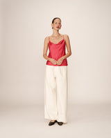 Top drapé en satin rose Pomerol