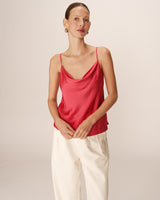 Top drapé en satin rose Pomerol