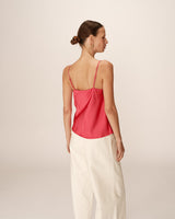 Top drapé en satin rose Pomerol