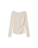 Draped long-sleeve top beige Ponti_13021