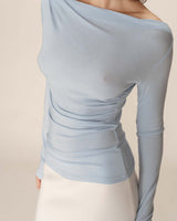 Draped long-sleeve top blue Ponti_13021