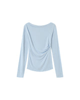 Draped long-sleeve top blue Ponti_13021