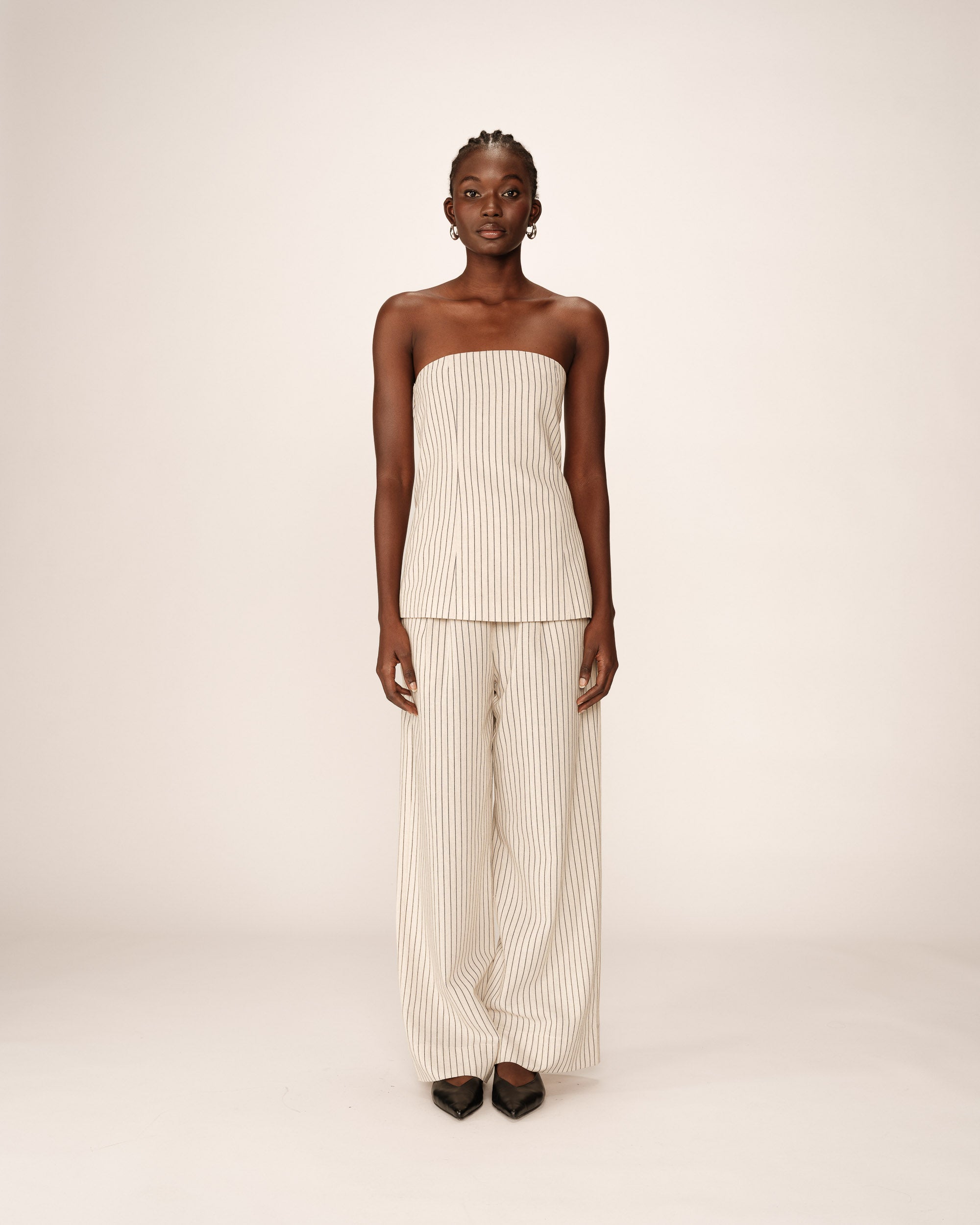 Top bustier rayures beige Portman