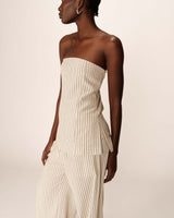 Top bustier rayures beige Portman