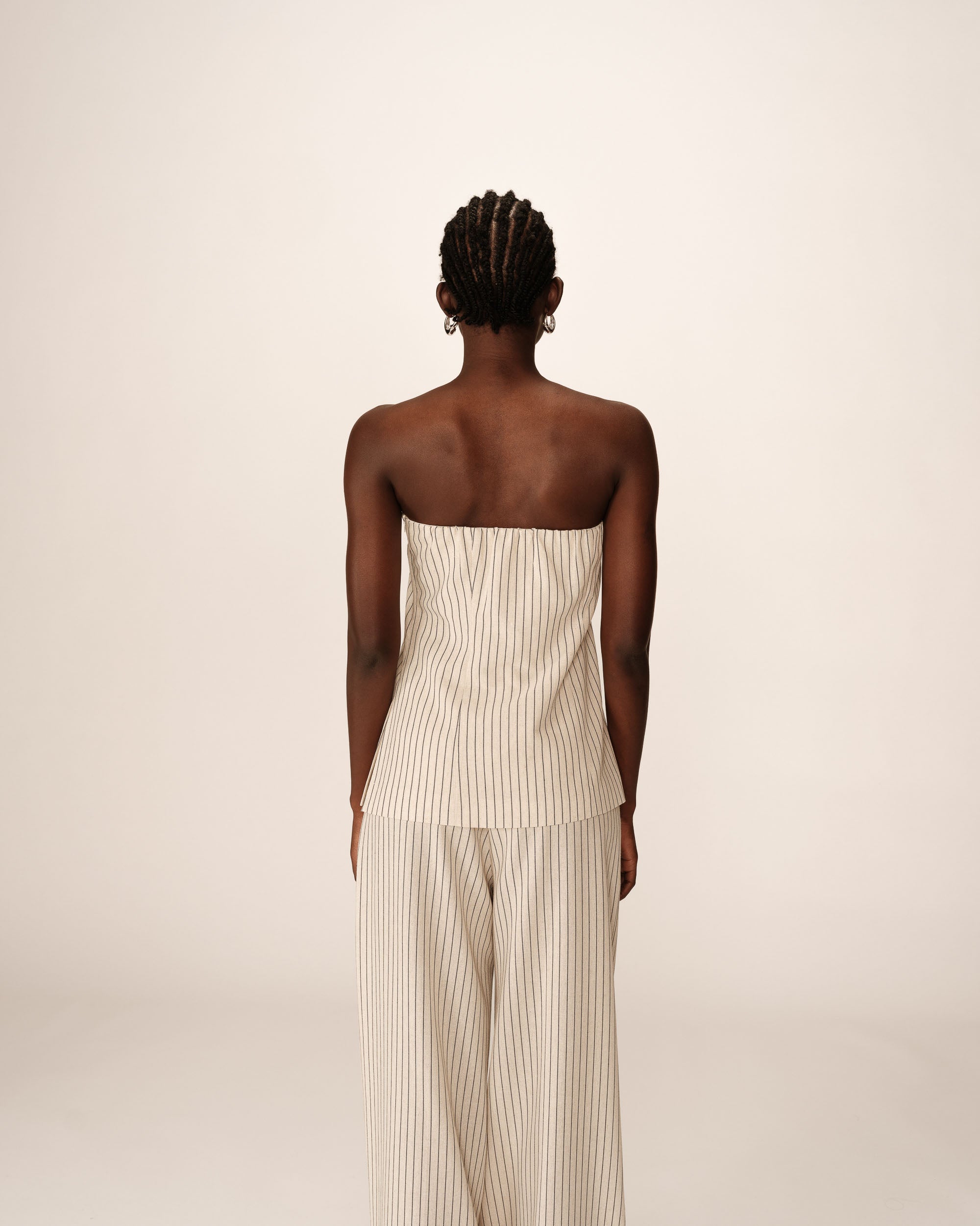 Top bustier rayures beige Portman