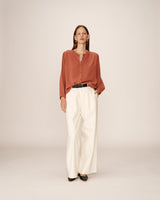 Loose fluid blouse terracotta Portrait
