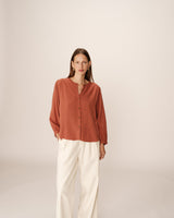 Loose fluid blouse terracotta Portrait