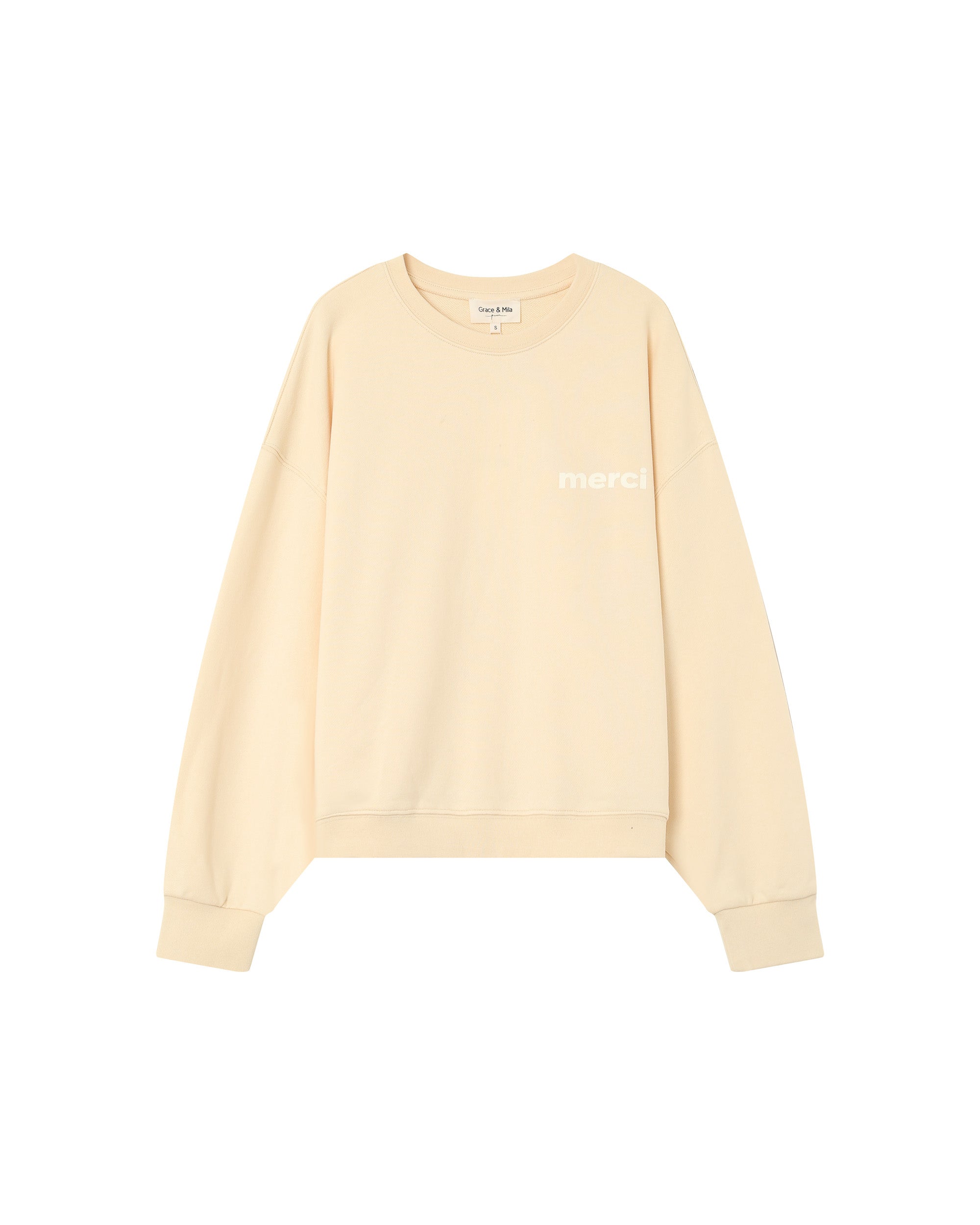 Oversized crop sweatshirt beige Positive