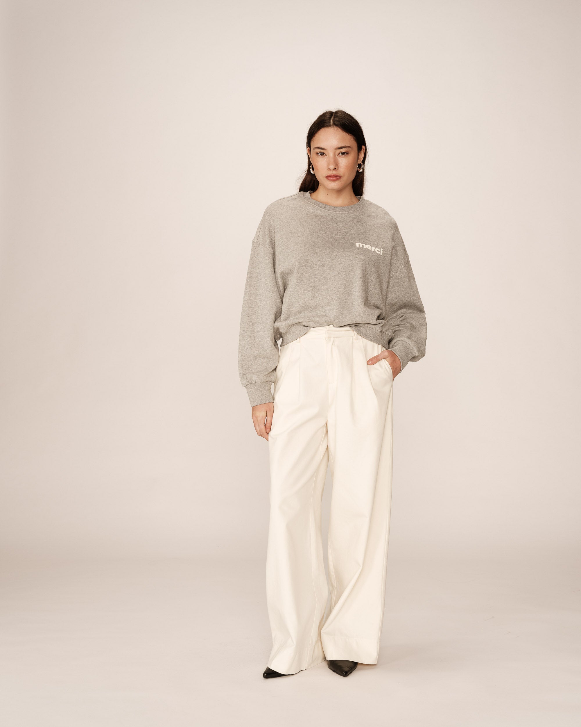 Oversized crop sweatshirt gray Positive