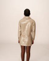 Short faux leather jacket beige Poudre