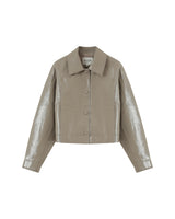 Short faux leather jacket beige Poudre