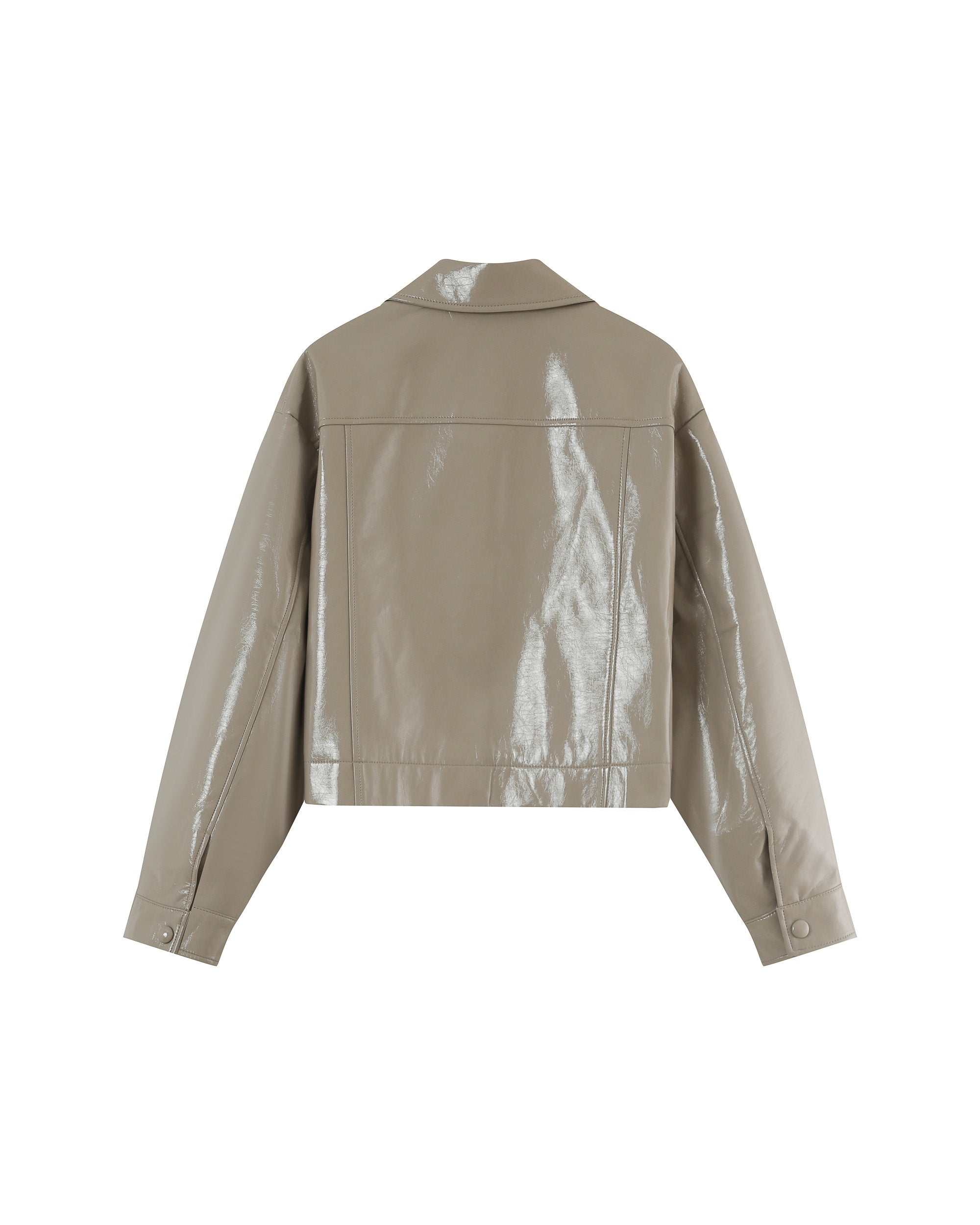 Short faux leather jacket beige Poudre