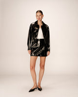 Short faux leather jacket black Poudre