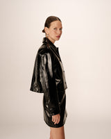 Short faux leather jacket black Poudre