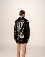 Short faux leather jacket black Poudre